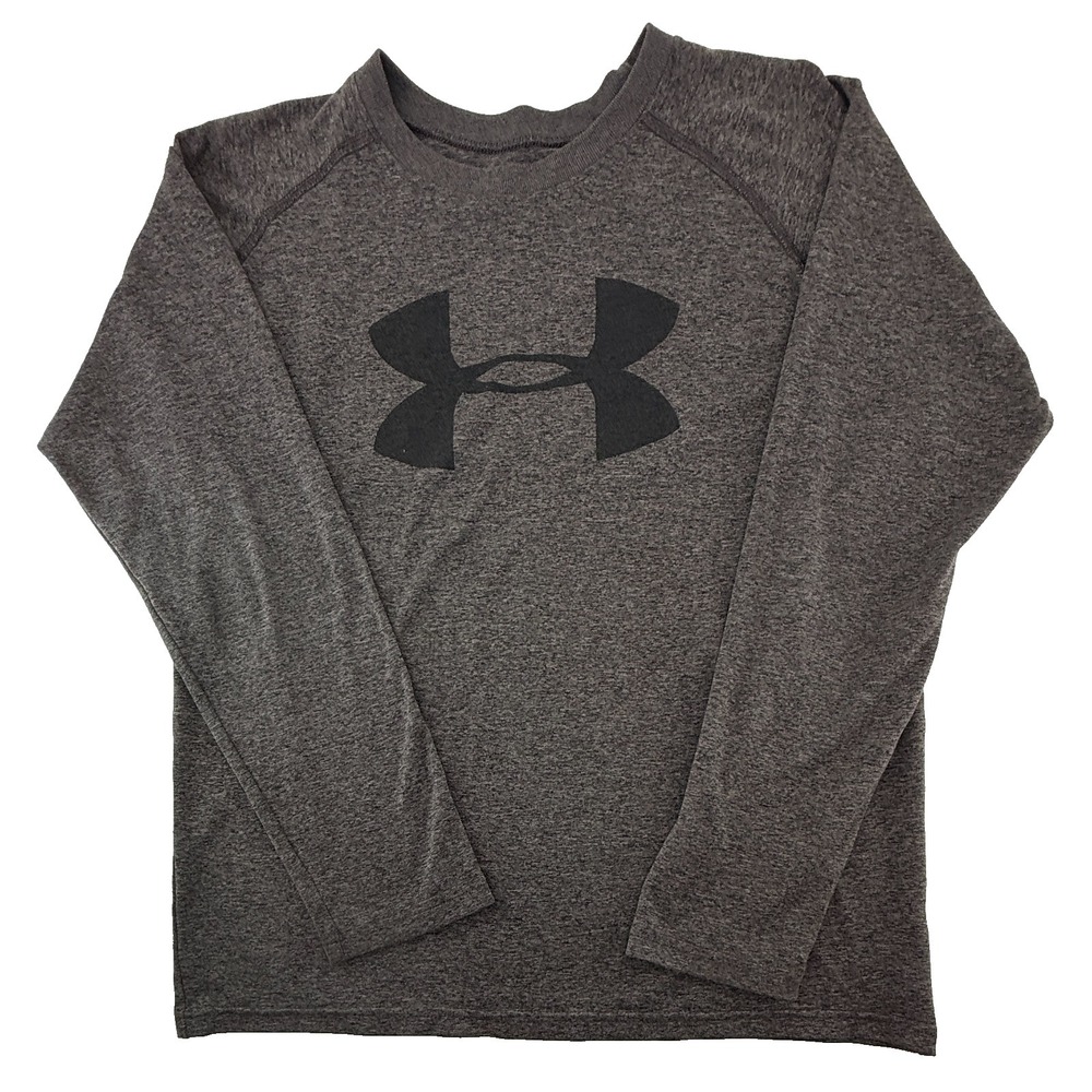 Under Armour HeatGear Long Sleeve Shirt Youth Medium Gray Athletic